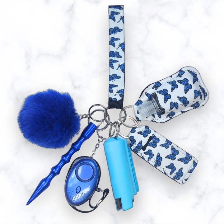 Blue Butterfly safety keychain set 