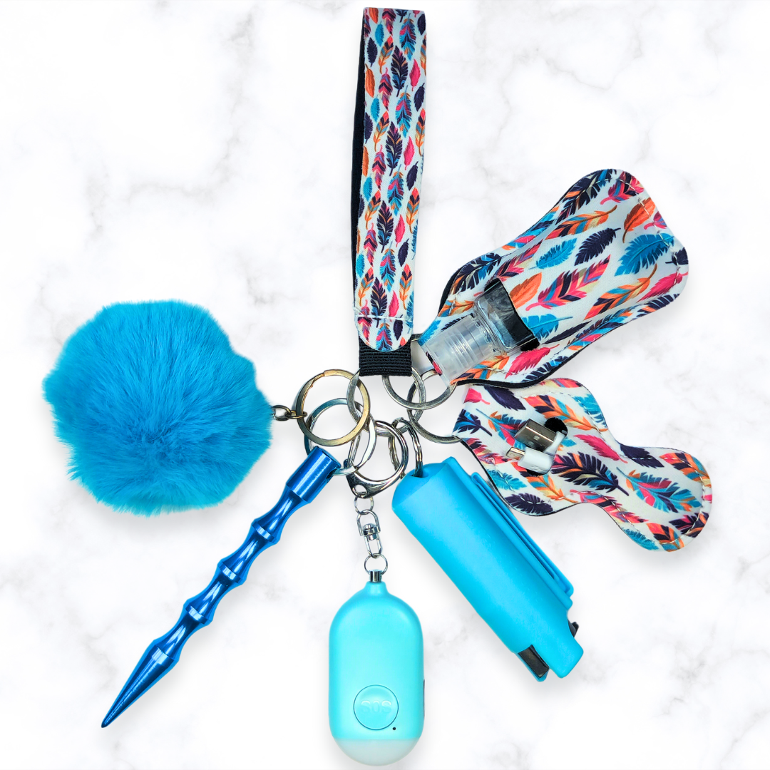 Feather safety keychain with alarm 