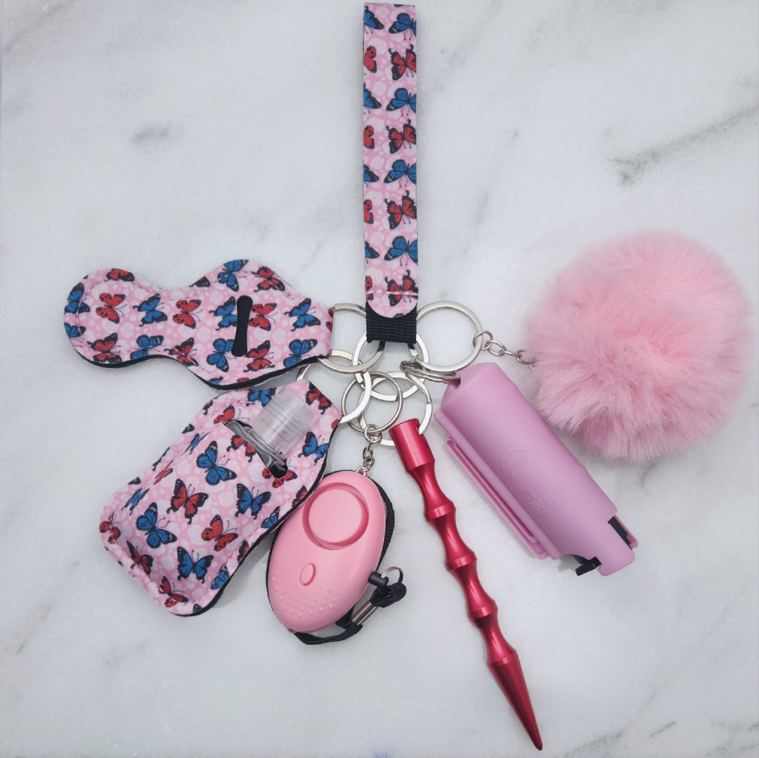 Pink Butterfly Safety Keychain