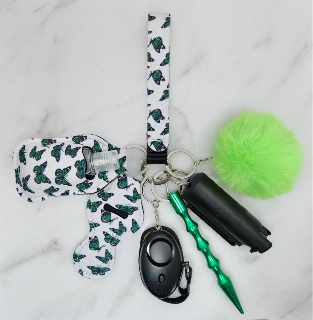 Green Butterfly Self Defense Keychain