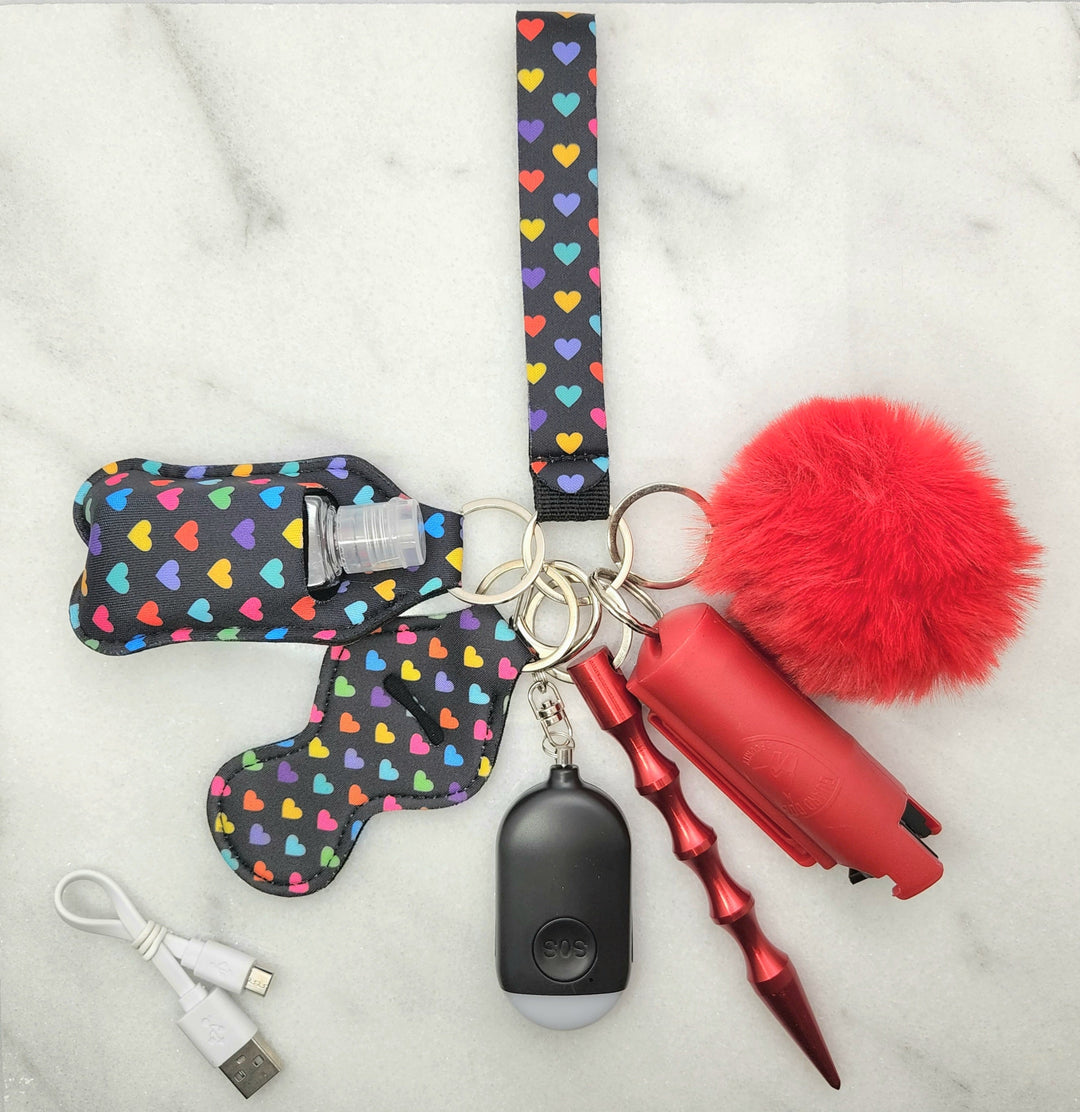 Multi Color Heart self-defense keychain set