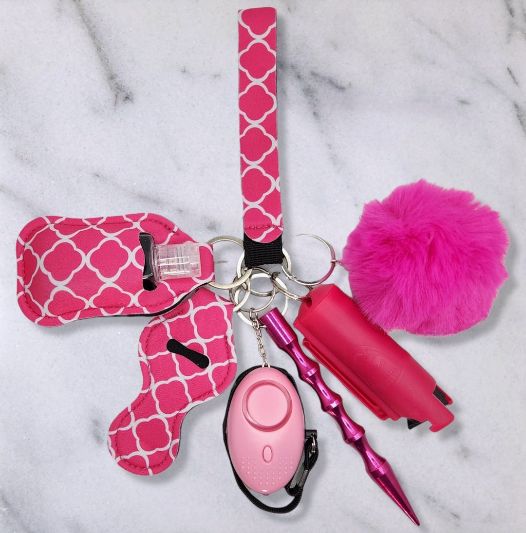 Pink & White Self Defense Keychain