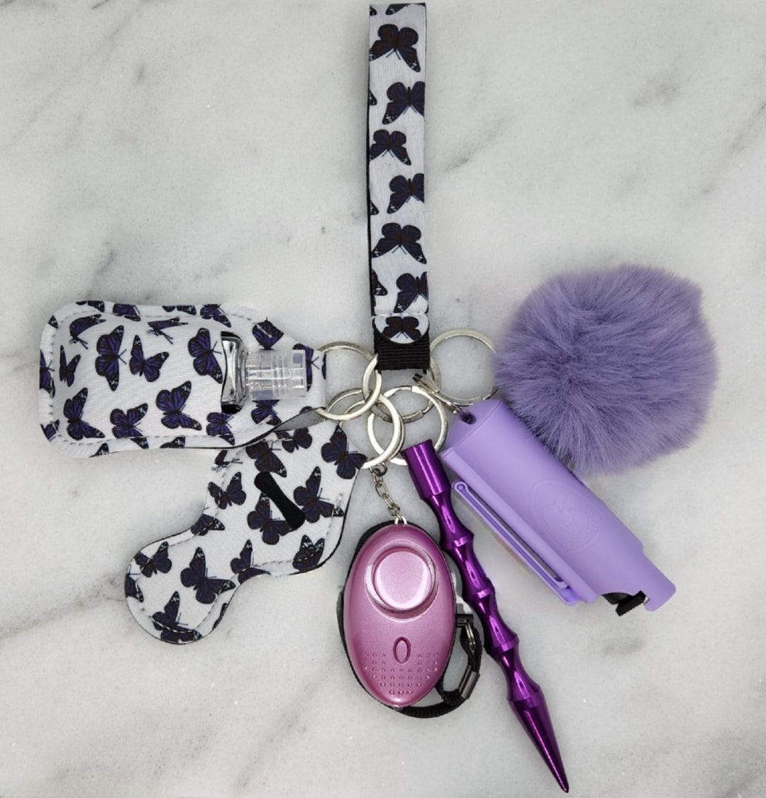 Purple Butterfly Self Defense Keychain