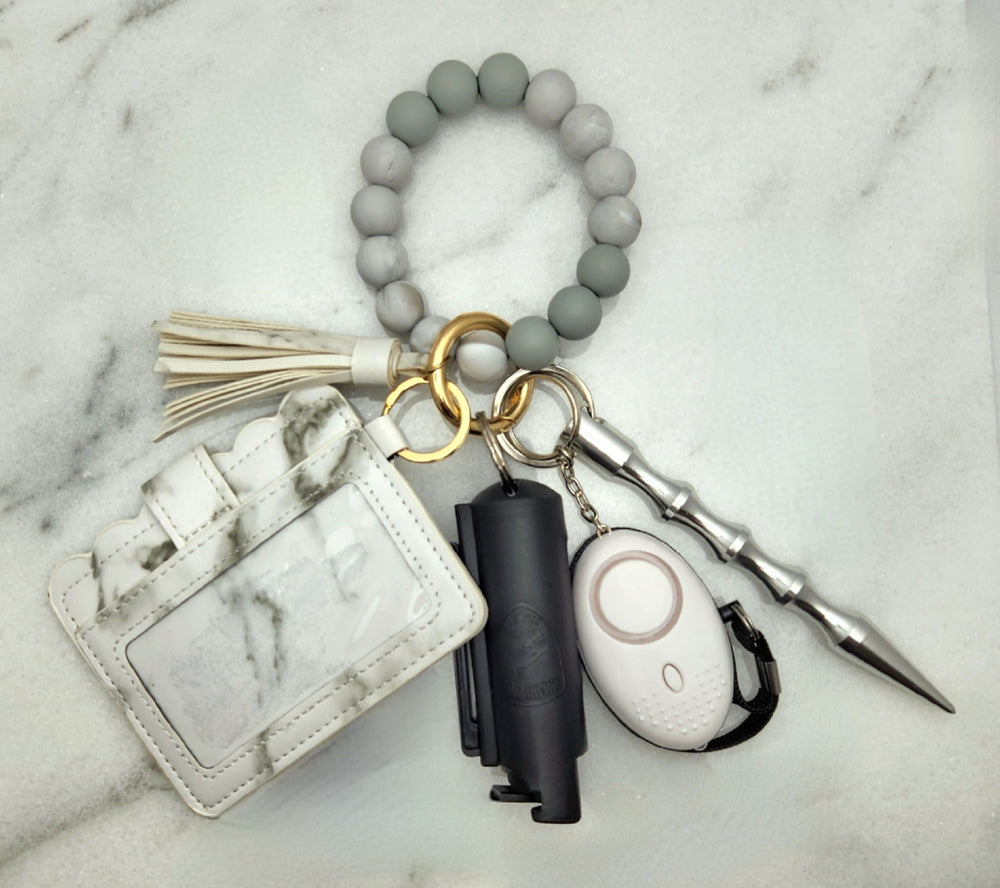 White Marble Beaded - With Pepper Spray